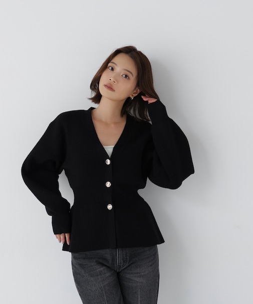 <WEB限定>ペプラムフォルムカーディガン