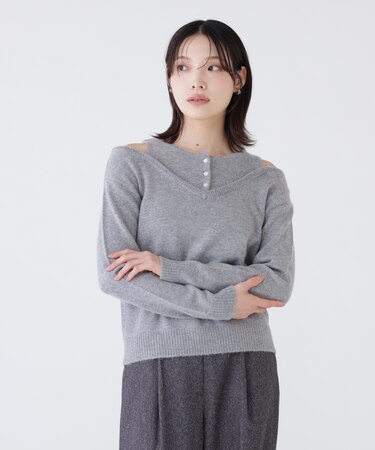 レイヤード風ウールブレンドニット