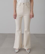 【4サイズ展開XS-L] 内スリットベルボトムデニムパンツ