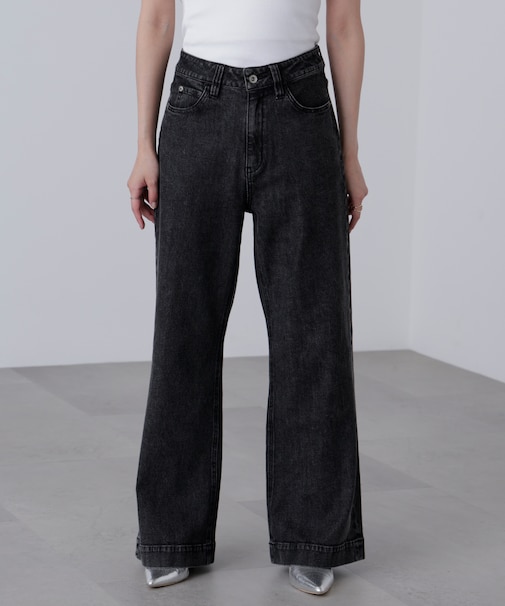 【4サイズ展開XS-L] ベーシックワイドデニムパンツ