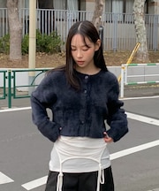 前後2wayショートシャギー短丈ニット