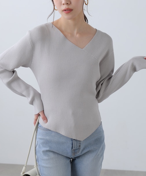 〈MFM〉アシメVネックニット