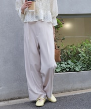 ワンタックワイドパンツ［切らずに履ける身長別サイズ／低身長／高身長／５サイズ５色／洗える／防シワ