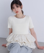 〈MFM〉ドットバルーンペプラムニット