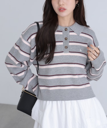 POLO BCS ボーダーポロニット