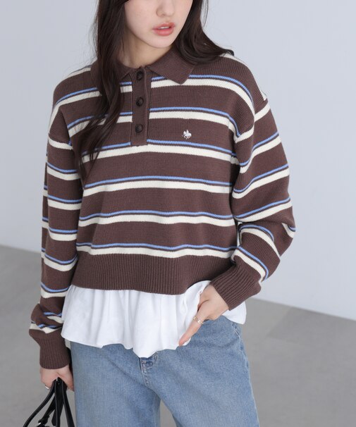 POLO BCS ボーダーポロニット
