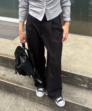 ウール調ワンタックワイドパンツ