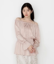 《EDIT COLOGNE》＜ウォッシャブル＞リボン付きオフショルブラウス 25AW