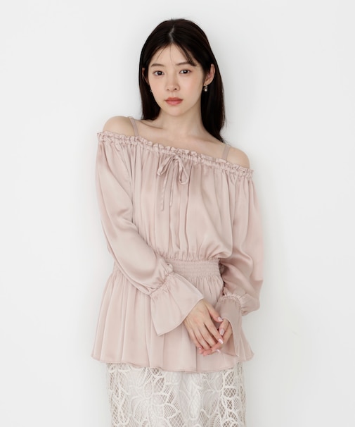 《EDIT COLOGNE》＜ウォッシャブル＞リボン付きオフショルブラウス 25AW