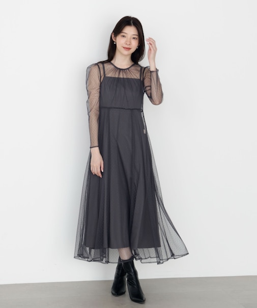 <藤田みりあさんコラボ>キャミ付きチュールワンピース 25AW