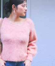 襟元レースニットトップ 25AW