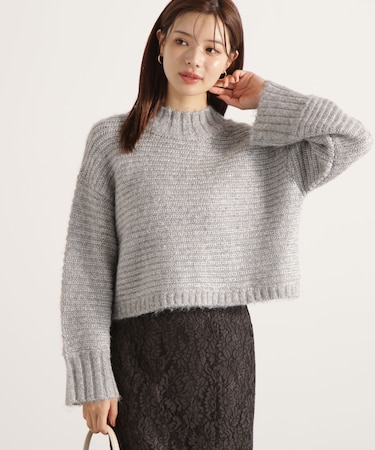 ウールブレンドスタンドカラー畔ニット 25AW