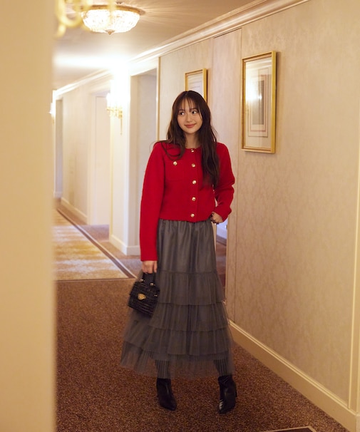 部分プリーツティアードスカート　25AW