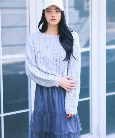 ビジュー付畔ニット　25AW