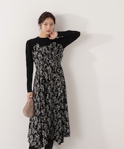 フロントリボン花柄ドッキングワンピース 26SS