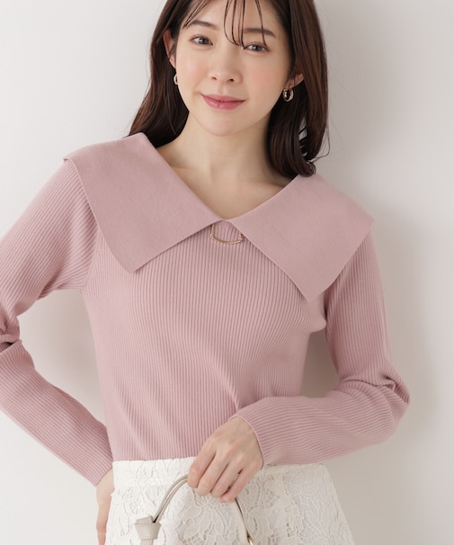 バー付きビッグ襟ニット　26SS