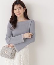 シアー切り替えボートネックニット 26SS