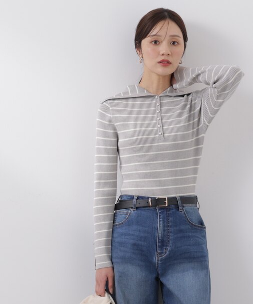 〈a／mie〉ビッグカラーリブニット　　26SS