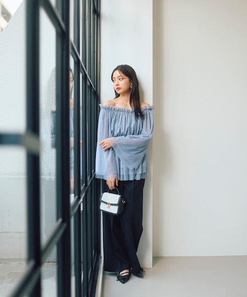<明日香さんコラボ>ベルト付き美脚ワイドパンツ 26SS