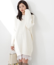 《EDIT COLOGNE》スプリングレースレイヤード風ニットワンピース　26SS