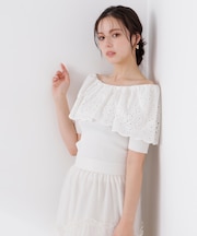 スカラップレースオフショルニット 26SS