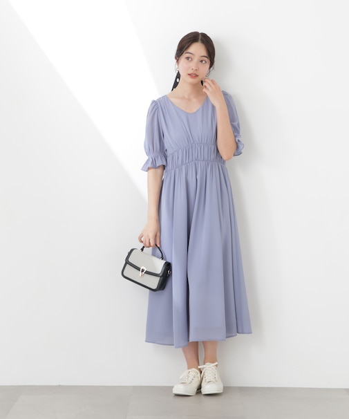 シフォン楊柳ギャザーワンピース 26SS