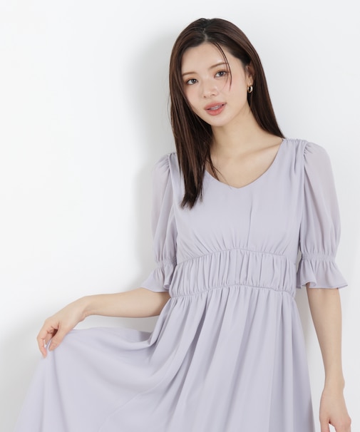 シフォン楊柳ギャザーワンピース 26SS