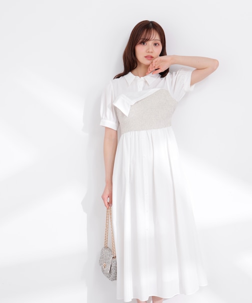 《EDIT COLOGNE》ツイードビスチェ付きシャツワンピース 26SS