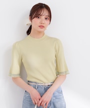 部分シアー半袖ニット 26SS