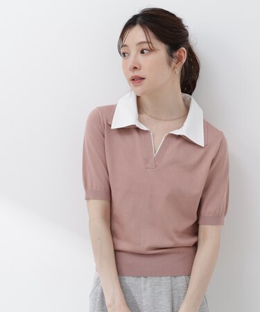 〈a/mie〉レイヤード風ポロニット 26SS