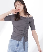 〈a/mie〉アシメドロストカットソー26SS