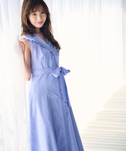 ＜中川紅葉さん着用＞セーラーカラーレーストリムワンピース