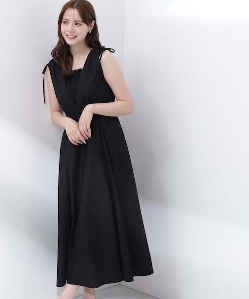 <中川紅葉さん着用>ショルダーリボンギャザーワンピース