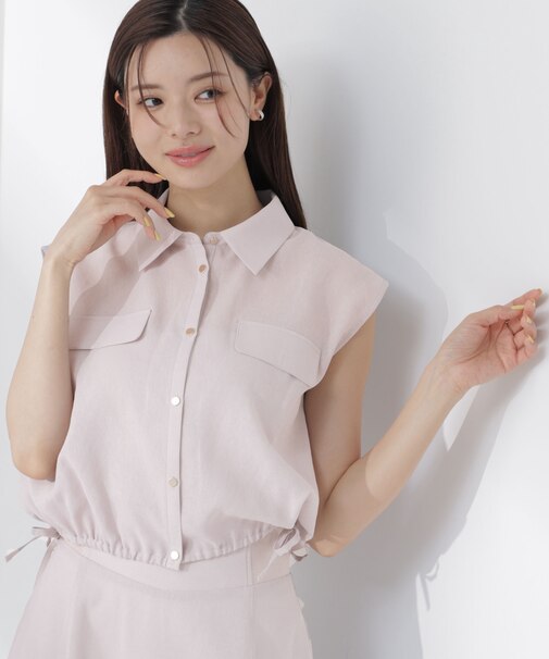 フレンチスリーブ短丈シャツ