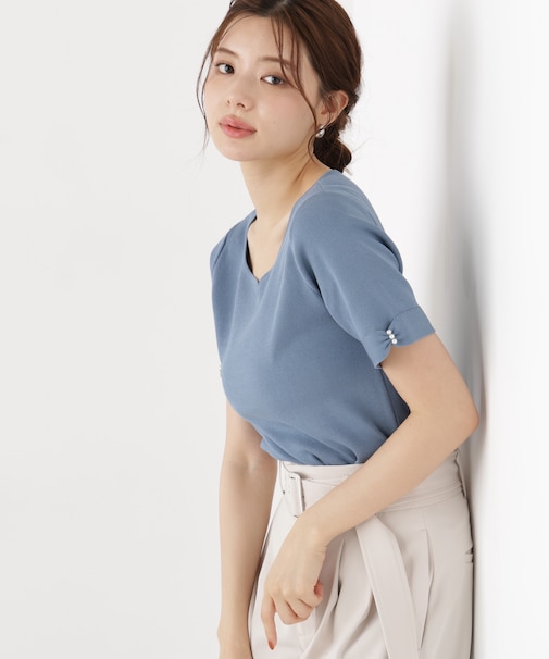 袖リボン総針ニットトップス 26AW