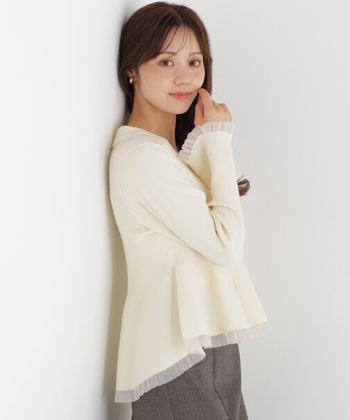 シアー切り替えペプラムニット 26AW