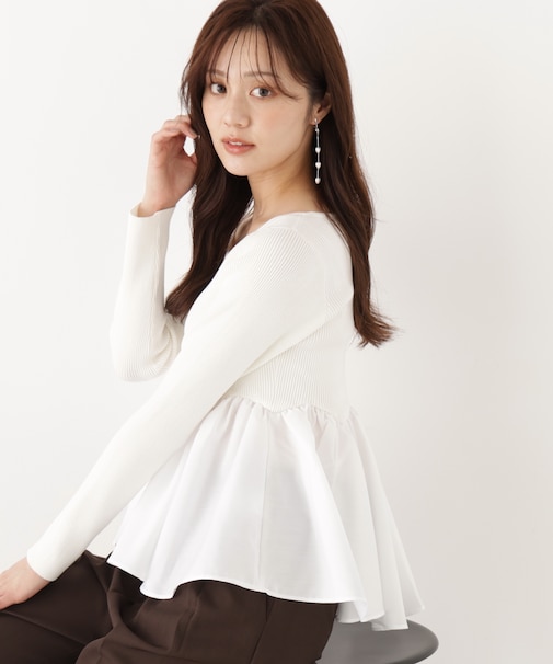 ＜a／mie＞チューリップペプラムヘムニット 26AW