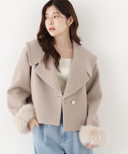 フェイクファー付きワイドカラーショートコート 26AW