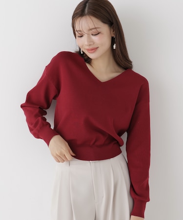 Vネック総針ニット 26AW