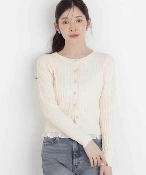 ＜加藤栞さん着用＞＜a／mie＞ケーブルニットカーディガン