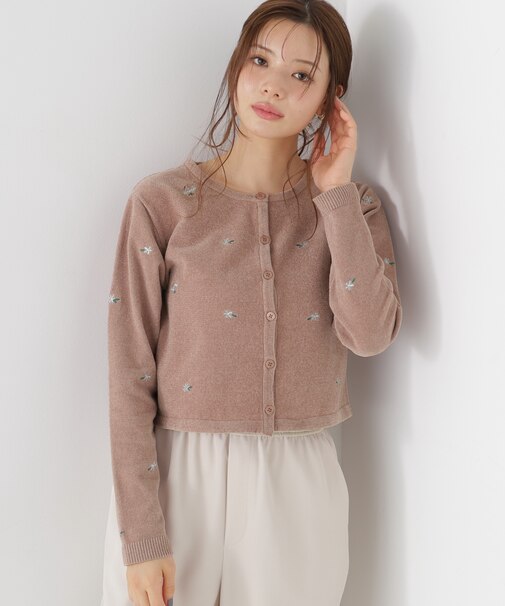 ＜a／mie＞エンブロイダリーモールカーディガン 26AW