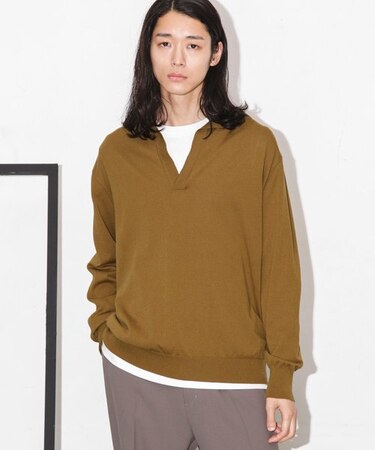 「ESSENTIAL LINE」天竺スキッパーポロ