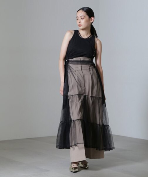 ESTHE/Tiered Tulle Cut-Out MaxiDress