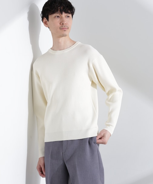CICAドライタッチ リブクルーネックニット