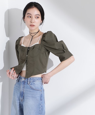 パフスリーブビスチェトップス