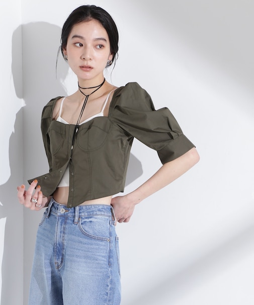 パフスリーブビスチェトップス