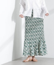 Sara mallika/COTTON POPLIN SHIRRING SKIRT