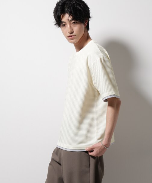 ガーターフェイクレイヤードTシャツ 半袖