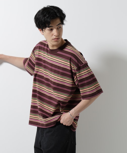 マルチボーダーリラックスTシャツ 半袖