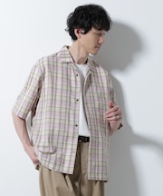 Fabric by INDIA オールドライクマドラスチェックシャツ 半袖